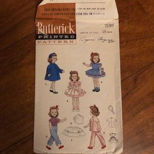 Butterick 7155   Vintage 16 inch Doll Clothing Sewing Patterns